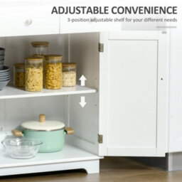Homcom Rubber Wood Top Kitchen Side Cabinet With Adjustable Shelf, White - thumbnail 6