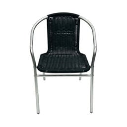 2Pc Black Rattan Stacking Armchair   Bistro Outdoor Chair - thumbnail 4