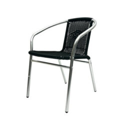 2Pc Black Rattan Stacking Armchair   Bistro Outdoor Chair - thumbnail 3