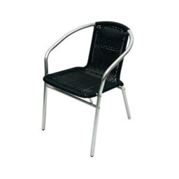 2Pc Black Rattan Stacking Armchair   Bistro Outdoor Chair - thumbnail 2