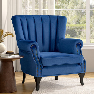 Thehotsale Modern Accent Chair Comfy Velvet Single Sofa Chair Wingback Armchair With Wooden Legs - image 1