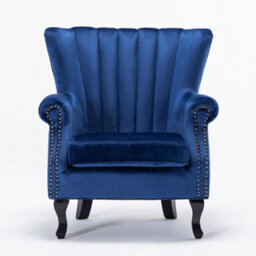 Thehotsale Modern Accent Chair Comfy Velvet Single Sofa Chair Wingback Armchair With Wooden Legs - thumbnail 3