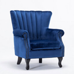 Thehotsale Modern Accent Chair Comfy Velvet Single Sofa Chair Wingback Armchair With Wooden Legs - thumbnail 4