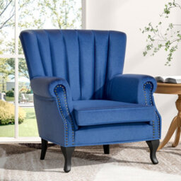 Thehotsale Modern Accent Chair Comfy Velvet Single Sofa Chair Wingback Armchair With Wooden Legs - thumbnail 2