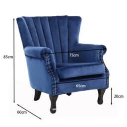 Thehotsale Modern Accent Chair Comfy Velvet Single Sofa Chair Wingback Armchair With Wooden Legs - thumbnail 7