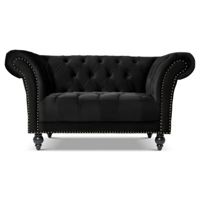 Bravich Cambridge Chesterfield Armchair - Velvet Black - image 1
