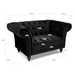 Bravich Cambridge Chesterfield Armchair - Velvet Black - thumbnail 7