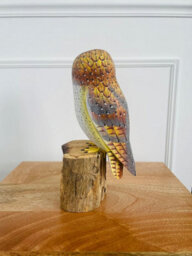 My Square Mile Bird Statue Ornament Wooden Hand Carved Bird Tree Stump British Birds Indoor/outdoor Garden Ornament (Barn Owl) - thumbnail 4