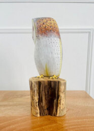 My Square Mile Bird Statue Ornament Wooden Hand Carved Bird Tree Stump British Birds Indoor/outdoor Garden Ornament (Barn Owl) - thumbnail 3