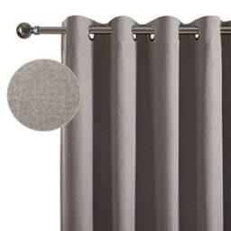Aspire Homeware Mocha Linen 100% Blackout Curtain Thermal Insulated Eyelet Curtain Pair (W)117Cm X (D)137Cm With Tie Back - thumbnail 2