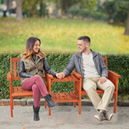 Birchtree Outdoor Garden Love Duo Seat Patio Bench Couples Yard 2 Seater Chair Twin With Table Set Parasol Hole Pool Wooden - thumbnail 9