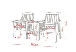 Birchtree Outdoor Garden Love Duo Seat Patio Bench Couples Yard 2 Seater Chair Twin With Table Set Parasol Hole Pool Wooden - thumbnail 8