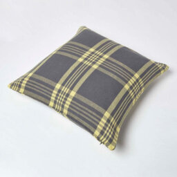 Homescapes Grey & Yellow Tartan Pattern Cushion Cover, 60 X 60 Cm - thumbnail 4