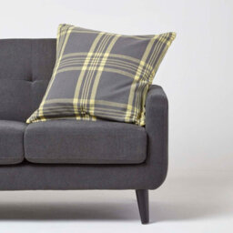 Homescapes Grey & Yellow Tartan Pattern Cushion Cover, 60 X 60 Cm - thumbnail 2