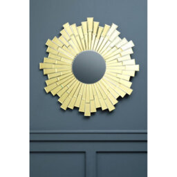 Orsina Small Round Wall Mirror With Sunburst Frame, Decorative Circle Mirror, Contemporary Accent For Hallway - thumbnail 3