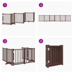 Vidaxl Dog Gate With Door Foldable 6 Panels Brown Oak 300 Cm Solid Wood Fir - thumbnail 7