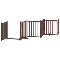 Vidaxl Dog Gate With Door Foldable 6 Panels Brown Oak 300 Cm Solid Wood Fir - thumbnail 4