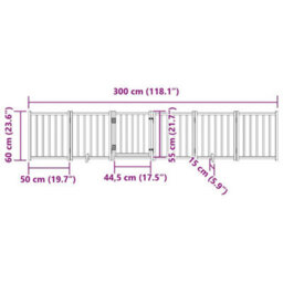 Vidaxl Dog Gate With Door Foldable 6 Panels Brown Oak 300 Cm Solid Wood Fir - thumbnail 3