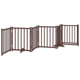 Vidaxl Dog Gate With Door Foldable 6 Panels Brown Oak 300 Cm Solid Wood Fir - thumbnail 6