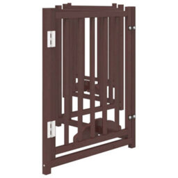 Vidaxl Dog Gate With Door Foldable 6 Panels Brown Oak 300 Cm Solid Wood Fir - thumbnail 5