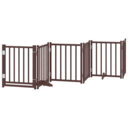 Vidaxl Dog Gate With Door Foldable 6 Panels Brown Oak 300 Cm Solid Wood Fir - thumbnail 2