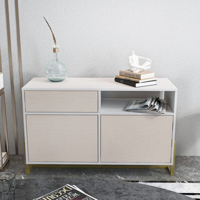 Decorotika - Utopia Sideboard 3 Cabinets And One Shelf Metal Legs - image 1