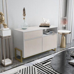 Decorotika - Utopia Sideboard 3 Cabinets And One Shelf Metal Legs - thumbnail 2