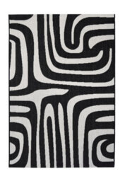 Melrose County Zebra Black Design Flatweave Indoor Outdoor Medium Area Rug 10mm Pile Height - 120/170Cm - thumbnail 2
