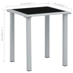 Vidaxl Garden Table Black And Silver 41X41X45 Cm Steel And Glass - thumbnail 3