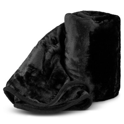 Bravich Hibernate Collection Soft Faux Mink Throw Thick Luxury Blanket - Double Midnight Black - image 1