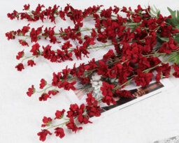 5 Pack Artificial Red Silk Delphinium Flowers With Long Stems For A Large Vase, Perfect Wedding Centerpiece (Dark Red) - thumbnail 4
