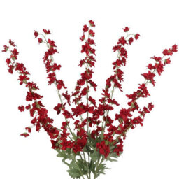 5 Pack Artificial Red Silk Delphinium Flowers With Long Stems For A Large Vase, Perfect Wedding Centerpiece (Dark Red) - thumbnail 1