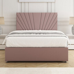 Bsspoke Maria Divan Bed Set Pink Plush Velvet With 24Inch Headboard & Mattress No Drawers In Double King 3Ft 4Ft 6Ft - thumbnail 1