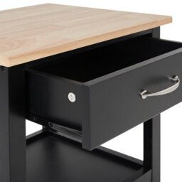 Wyld And Coco Essentials Kitchen Trolley Black With Light Rubberwood Top Drawer And Cabinet 60 X 48 X 91 Cm - thumbnail 8