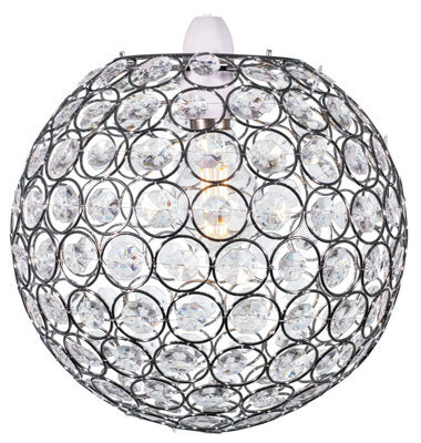 Klass Home Collection Ball Shape Acrylic Crystals 25Cm Pendant Ceiling Light Shade Brass Finish - image 1