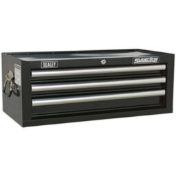 Durable Black 3 Drawer Tool Chest - Lockable Storage Cabinet 670 X 320 X 255mm