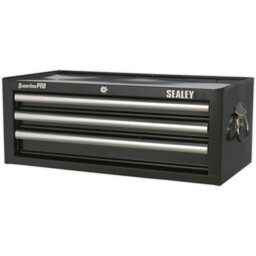 Durable Black 3 Drawer Tool Chest - Lockable Storage Cabinet 670 X 320 X 255mm - thumbnail 4
