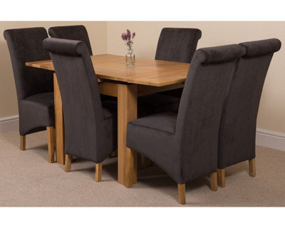That's Furniture Richmond 90Cm - 150Cm Square Oak Extending Dining Table And 6 Chairs Dining Set With Montana Black Fabric Chairs - image 1