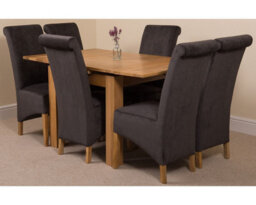 That's Furniture Richmond 90Cm - 150Cm Square Oak Extending Dining Table And 6 Chairs Dining Set With Montana Black Fabric Chairs - thumbnail 1