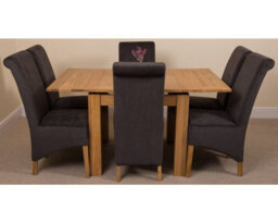 That's Furniture Richmond 90Cm - 150Cm Square Oak Extending Dining Table And 6 Chairs Dining Set With Montana Black Fabric Chairs - thumbnail 2