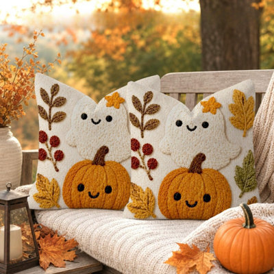 Amorly 2Pack Rustic Halloween Cushion Covers,2D Printed Pumpkin Pillow Cases 45X45Cm,autumn Sofa&bedroom Home Decor,cover Only, No Insert - image 1