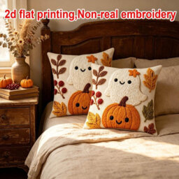 Amorly 2Pack Rustic Halloween Cushion Covers,2D Printed Pumpkin Pillow Cases 45X45Cm,autumn Sofa&bedroom Home Decor,cover Only, No Insert - thumbnail 8