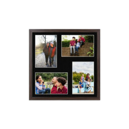 AK Frames 12X12 Walnut Sleek Multi Photo Frame With Black Mount - Holds 4 Apertures (4X) 6X4 Photos