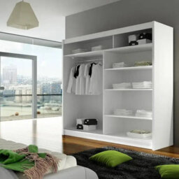 Bega Iii 180Cm Sliding Wardrobe With Optional Led Rgb Laminated Board Aluminium Tracks Self Assembly Bedroom Storage Sonoma - thumbnail 3