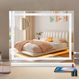 Inmtfei Hollywood Vanity Makeup Mirror, Crystal Led Strip, 3 Colour Modes, 5X Magnifier, Usb Charging, 58X46Cm - thumbnail 1