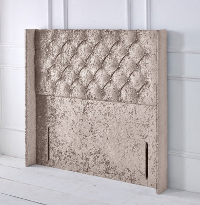 "Adore Designs Chesterfield Winged Crushed Velvet 5Ft Kingsize 50"" Floor Standing Headboard - Champagne"