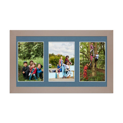AK Frames 40X20Cm Rose Gold Modern Multi Photo Frame With Pompadour Mount - Holds 3 Apertures (3X) 6X4 Photos - image 1