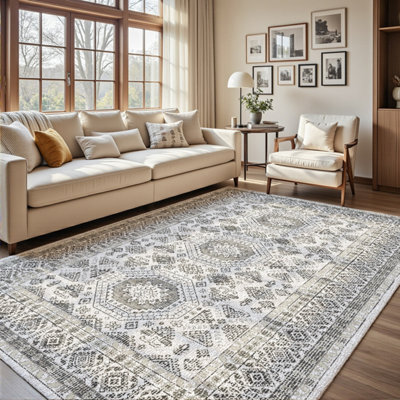 Decoranddecor Area Rugs, Living Room Rugs, Washable Rugs, 160X230Cm, Non-Slip, Pet Friendly, Low Pile, Geometric Rug - Vassia - image 1