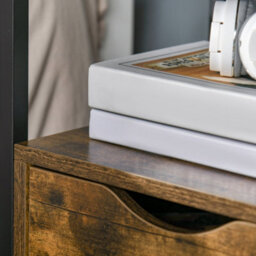 Wyld Haus Dikedo Set Of 2 Industrial Metal And Wooden Rustic Brown Bedside Tables With 2 Drawers And Shelf - thumbnail 9