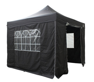 All Seasons Gazebos 3X3 Full Waterproof Pop Up Gazebo With 4 Heavyweight Side Panels And Accessories Black